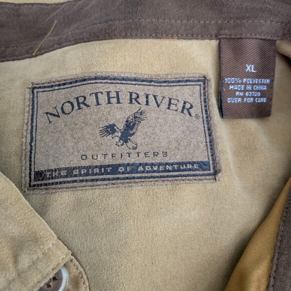 North River Padded Hunting Shooting Shirt XL Brown Microsuede Pocket Elbow Patch - Picture 6 of 6